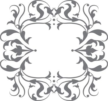 Flourish baroque frame. Vintage filigree border template isolated on white background