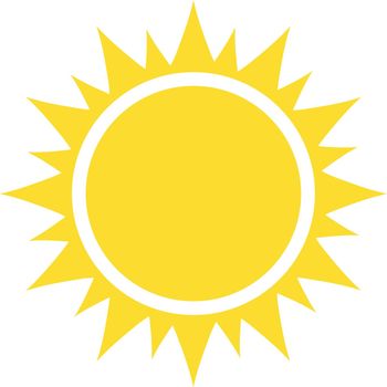 Scorching sun. Summer simple ray outline illustration image isolated on white background