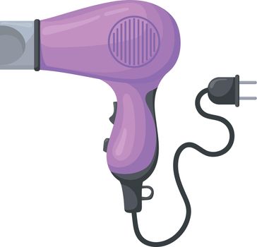 Hairdryer icon. Cartoon pink electric hair blowing device isolated on white background