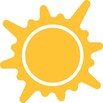 Sun with yellow rays. Simple flat icon isolated on white background