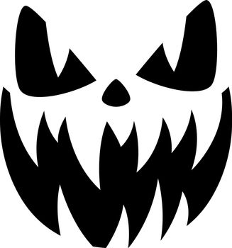 Halloween pumpkin face. Spooky sharp toothes smile. Vector illustration.
