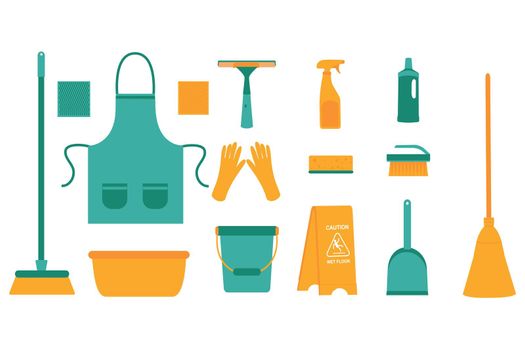A set of cleaning equipment Vector illustration isolated on white background