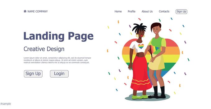 Lgbt community website landing page design concept - Vector illustration
