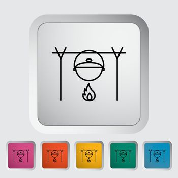 Pot outline icon on the button. Vector illustration.