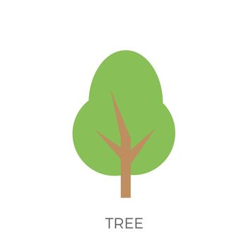 Tree in a Flat Design. Isolated on White Background. Vector Icon.