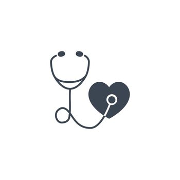 Stethoscope related vector glyph icon. Isolated on white background. Vector illustration.