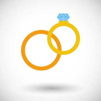 Wedding rings. Single flat icon on white background. Vector illustration.