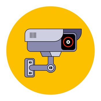video surveillance on the wall of the building. covert surveillance of people. flat vector illustration.