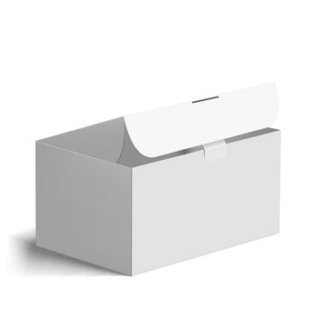 Opened White Cardboard Package Gift Box On White Background. EPS10 Vector