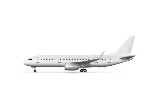 Blank White Airplane Or Airliner Side View. EPS10 Vector