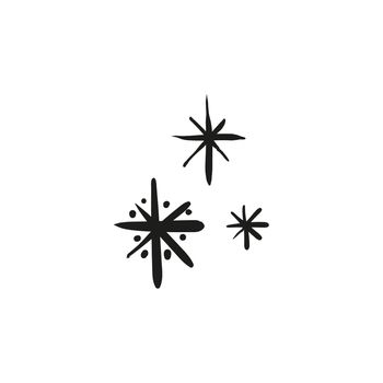 Hand drawn scribble ink black snowflakes isolated on white background.