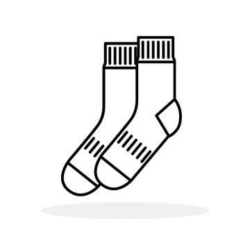 Socks icon. Black linear socks. Vector illustration. Stocking icon isolated.