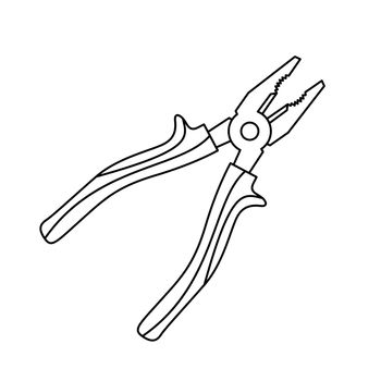 Pliers icon. Hand tool linear icon. Vector illustration. Black pliers icon