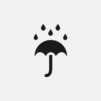 Umbrella in the rain sign. Flat style rainy weather symbol. Vector EPS 10