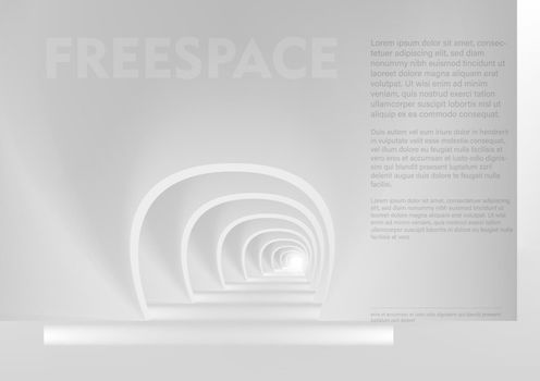 Abstract Empty White Corridor Interior With Freespace. EPS10 Vector