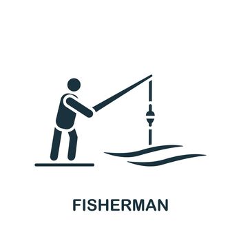 Fisherman icon. Simple line element fishing symbol for templates, web design and infographics.