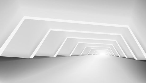 3D Abstract White Clear Corridor Interior. EPS10 Vector