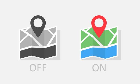 Maps navigator location on off icon Vector EPS 10