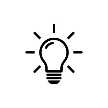 Light bulb vector icon. Black light bulb isolated on white background