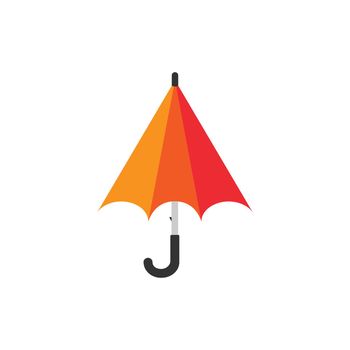 Umbrella in autumn colors vector icon. Red-orange umbrella isolated EPS10