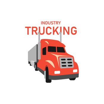 Trucking industry logo illustration. Red truck vector logo EPS10.