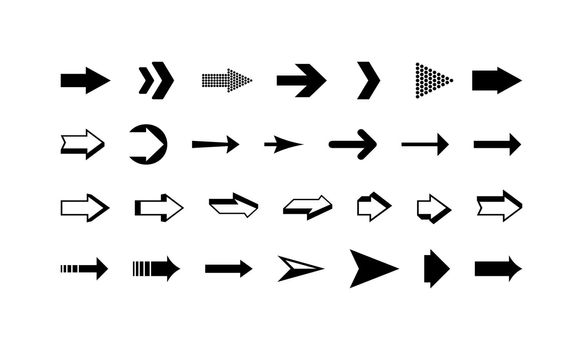 Arrows vector collection black set. Arrows black icons. Arrows symbol isolated.