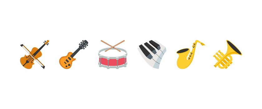 Set of musical instruments isolated on white background. Vector EPS10.