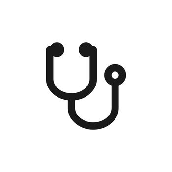 Stethoscope Icon in black isolated. Medical and Health Care Symbol Vector EPS10