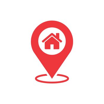 Home location map pin red icon isolated on white background. House location symbol Vector illustration EPS10