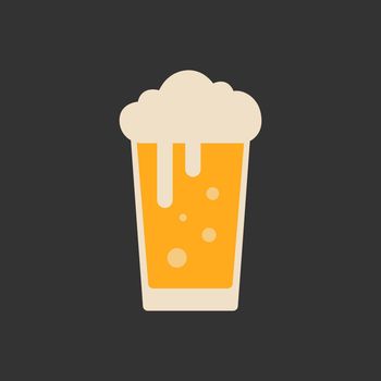 Lager beer icon. Beer symbol in flat style. Glass with beer isolated on dark background Vector EPS 10