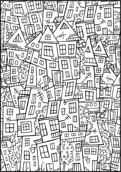 vector abstract drawing contour hand drawn town background
