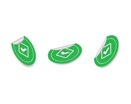 Check mark green tick sticker set in isometric style. Realistic checkmark stiker isolated Vector illustration EPS 10