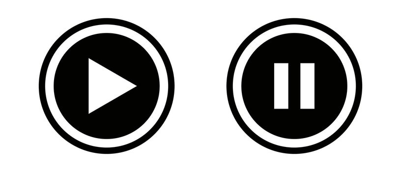 A set of icons for the play and pause buttons. Editable vector.