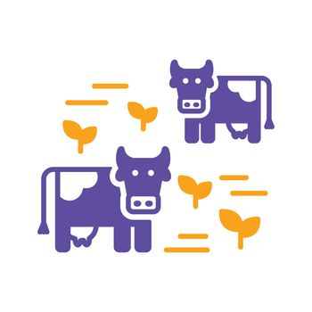 Cow on a pasture glyph icon. Agriculture sign. Graph symbol for your web site design, logo, app, UI. Vector illustration, EPS10.