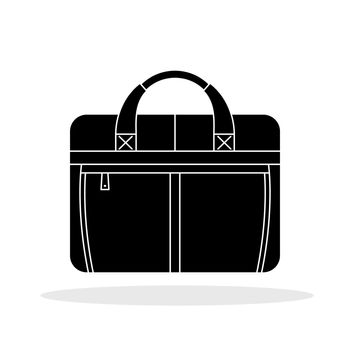 Briefcase icon. Vector illustration. Black briefcase icon. Isolated men's bag