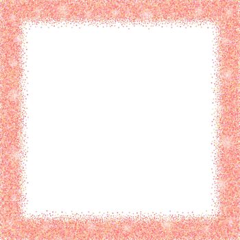 White background with rose gold glitter frame and space for text.