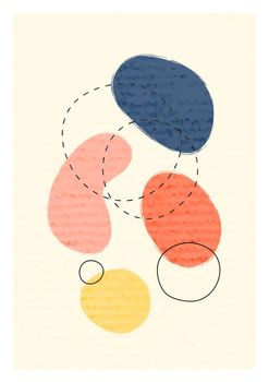 Minimalist poster with oval shapes. Hand painted vector texture. Geometric contemporary collage illustration. Suitable for brochures, wall decoration, postcards, newsletter, flayers, covers.