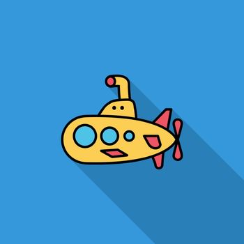 Submarine icon. Flat vector related icon with long shadow for web and mobile applications. It can be used as - logo, pictogram, icon, infographic element. Vector Illustration.