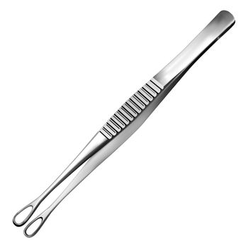 Surgical tumor grasping forceps. Tweezers for deduction of a tumor of a brain. Surgeon s hand tool. Realistic object on a white background. Vector illustration