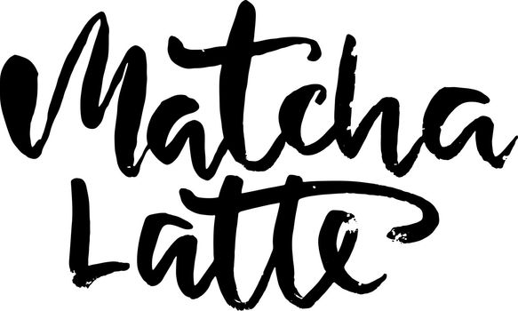 Matcha latte. Modern dry brush lettering card
