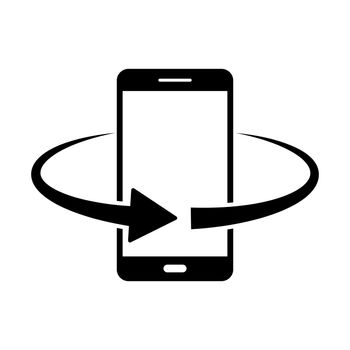 Phone rotation icon. 360 degree rotation. Black smartphone icon. Service symbol. Vector illustration.