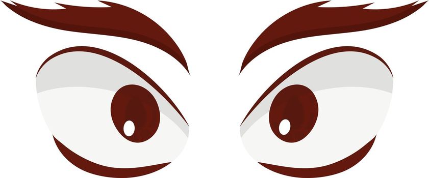 Cartoon eyes and eyebrows with lashes. Isolated vector illustration.