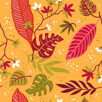 Vector tropical leaves seamless pattern. Beautiful vector colorful illustration for your design.