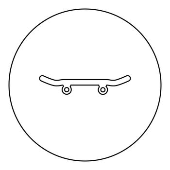 Skateboard longboard icon in circle round black color vector illustration image outline contour line thin style simple