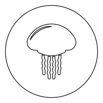 Jellyfish icon in circle round black color vector illustration image outline contour line thin style simple