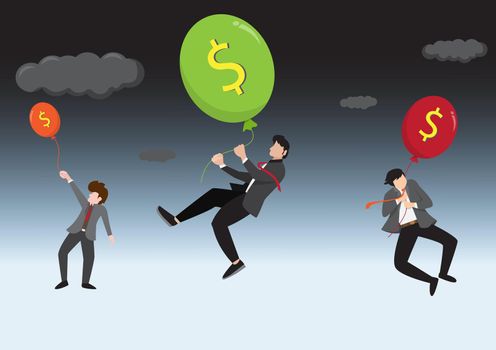 Concept illustration of a businessman facing a dollar crisis
vector illustration