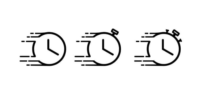 fast time icon, speed and time vector icons set
