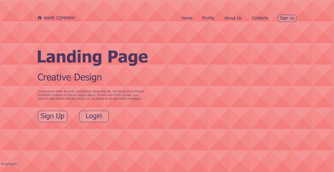 Home page landing page red geometric template landing business page digital website landing page design concept - Vector illustration