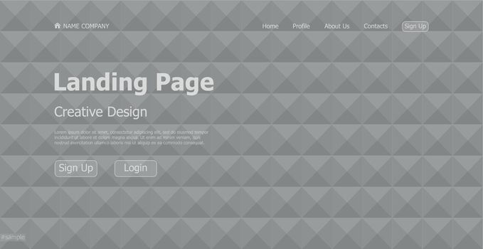 Home page landing page black geometric template landing business page digital website landing page design concept - Vector illustration