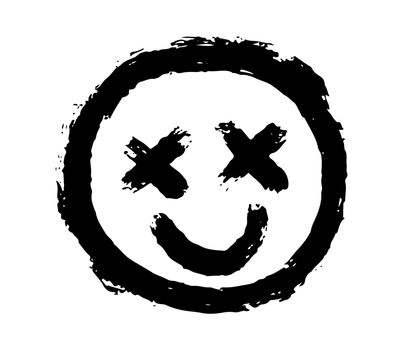 Graffiti smiling face sprayed isolated on white. Vector urban illustration. Black sticker